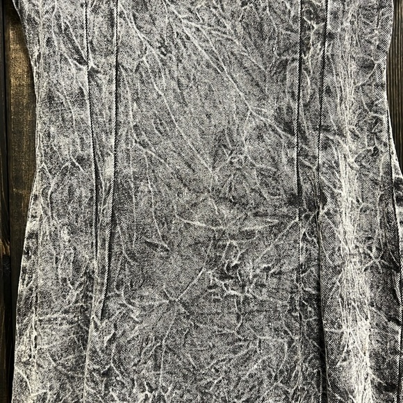 Rampage Dresses 7 Grey Marbled Denim Cap Sleeve Open Back Shoulder Pads Vtg - Picture 4 of 10